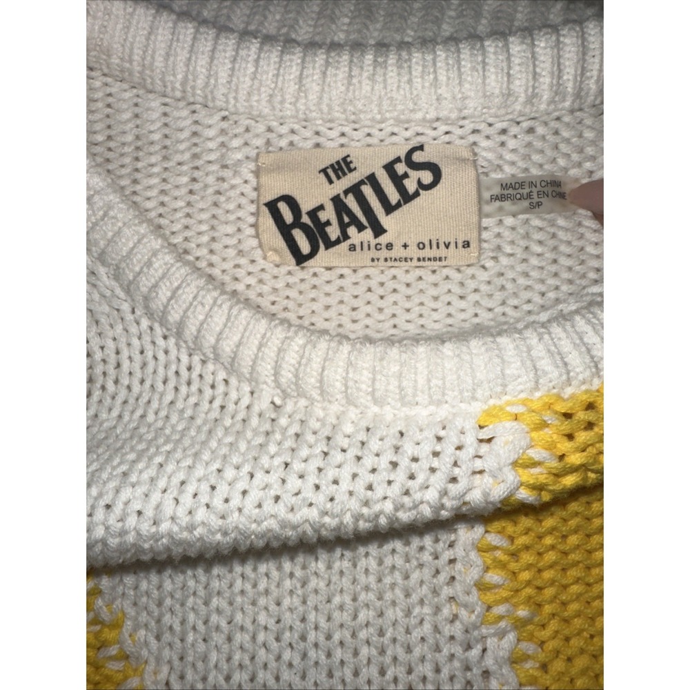 Alice + Olivia The Beatles Here Comes The Sun Leena Knit Sweater Womens S Crop - Picture 7 of 10